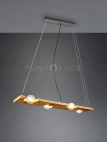 Sospensione tailor 4 luci l.115cm legno naturale e metallo acciaio ...