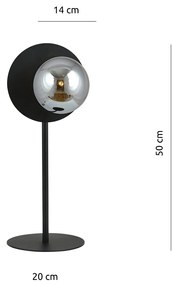 Lampada Da Tavolo Contemporanea Ippolita 1 Luce In Acciaio Nero E Vetro Fumè