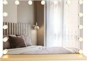 Specchio LED Hollywood L.Gold con illuminazione – 58x12x45 cm
