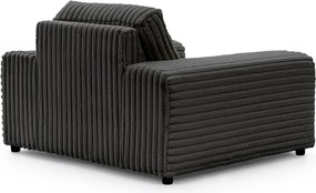 Poltrona grigio scuro con rivestimento in velluto a coste Justin – Ropez