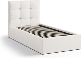 Letto singolo imbottito color crema con contenitore con rete inclusa 90x200 cm Phaedra – Micadoni