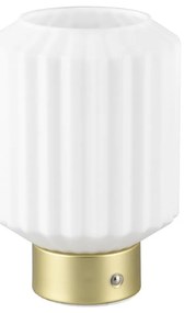 Lampada da tavolo LED dimmerabile in bianco e oro con paralume in vetro (altezza 19,5 cm) Lord - Reality