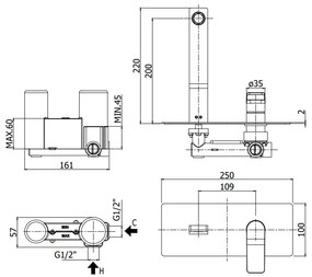 Paffoni Tilt Tibox015no Miscelatore doccia Incasso Con Deviatore 2 Utenze Piastra in Metallo Senza Parte Incasso Nero Opaco