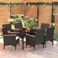 Set da Pranzo da Giardino 7 pz con Cuscini Nero cod mxl 42287