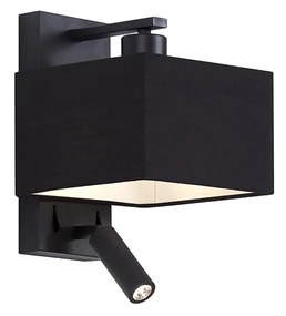 Lampada da parete moderna quadrata nera con luce di lettura - Puglia