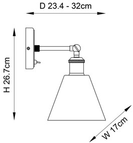 Endon 92874 -Faretto da parete HAL 1xE27/10W/230V bronzo/rame/limpido