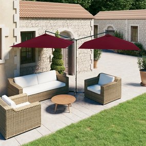 Ombrellone Doppio Con Palo İn Acciaio Rosso Bordeaux 600x300 Cm /