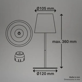 Briloner 7510016 - Lampada da tavolo LED RGBW CALIDA dimmerabile 2,5W/5V IP44 1200 mAh bianca