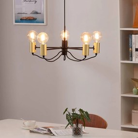 Lampadario Lindby Prospa in ottone e nero