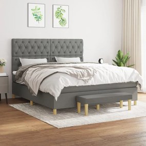 Giroletto A Molle Con Materasso Grigio Scuro 160x200 Cm Tessuto /