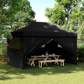 Tendone Per Feste Pieghevole Pop-up Con 4 Pareti Nero /
