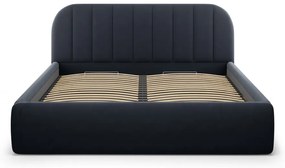 Letto matrimoniale imbottito blu scuro con contenitore con rete inclusa 200x200 cm Juno – Windsor &amp; Co Sofas