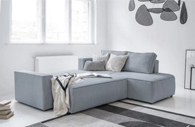 Divano letto angolare in velluto a coste grigio chiaro Brave Dave - Miuform