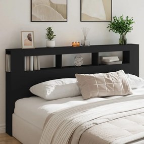 Testiera Led Nera 200x18,5x103,5 Cm Legno Multistrato /