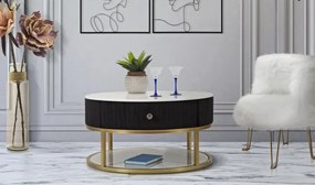 Tavolo da caffè con struttura dorata montpellier colore nero ø75x36 cm