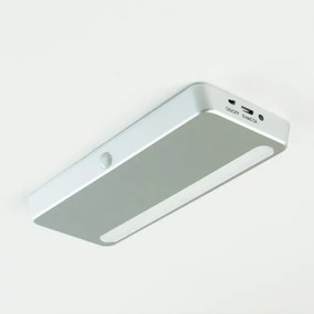 Luce LED ricaricabile con sensore di movimento e luce bianca naturale in plastica grigio metallizzato