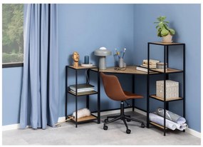 Libreria nera-color legno naturale effetto rovere 35x83 cm Seaford - Actona