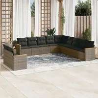 Set Divani da Giardino 11 pz con Cuscini in Polyrattan Grigio 3226130