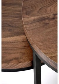 SET 2x Tavolino OREO Ø 43/53 cm nero/noce