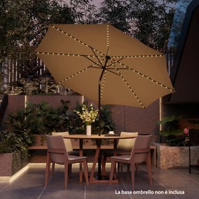 Costway Ombrellone da patio con 112 luci led ad energia solare sistema di inclinazione, Ombrellone da esterno 3m