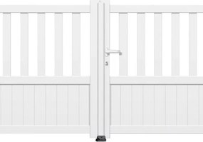Cancello manuale a braccio articolato e a martinetto Zorn battente GARDENGATE in alluminio bianco, apertura a destra, L 350 x H 124.6 cm, serratura manuale