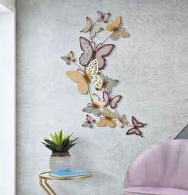 Pannello decorativo da muro con design a farfalle 59,5X4X111,5 cm Butterflies oro/bordeaux