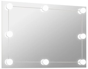 Specchio Parete Rettangolare Senza Cornice con Luci LED Vetro