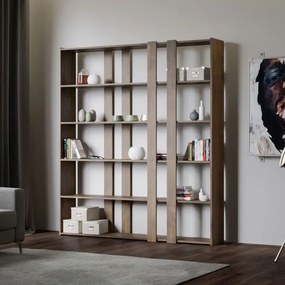 Libreria Eleganza Kato, Composizione A Kato 6R 2 fianchi 4 fasce lunghe / Noce