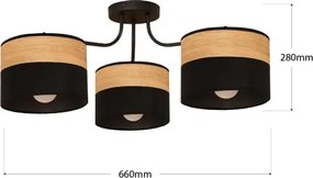 Plafoniera ALBA 3xE27/15W/230V Ø 66 cm nero/marrone