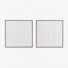Set di 2 Quadri Decorativi in Rilievo (60x60 cm) Liliane Bianco - Sklum