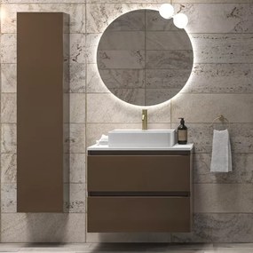 Mobile bagno sospeso 80 cm con due cassetti e piano bianco solid surface TOD-80SS - KAMALU