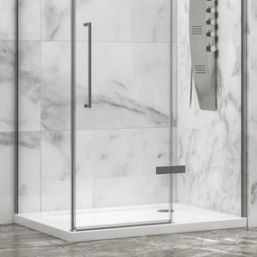 Box doccia 70x110 telaio acciaio spazzolato porta battente laterale fisso 70cm| KT1000SAS - KAMALU