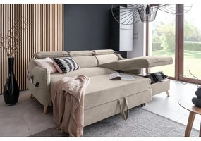 Divano letto angolare in velluto beige (angolo destro) Sweet Harmony - Miuform