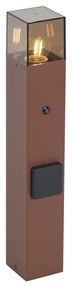 Lampione da esterno industriale marrone ruggine con vetro fumé 50 cm con sensore crepuscolare - Denmark