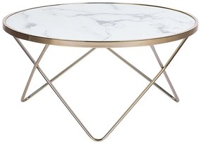 Tavolino da caffè effetto marmo bianco e oro ⌀ 80 cm MERIDIAN II Beliani