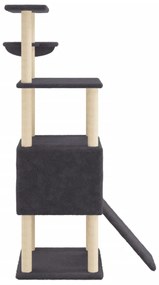 Albero per gatti con tiragraffi in sisal grigio scuro 153 cm