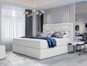 Letto matrimoniale boxspring Maldive - 160 x 200 cm , Ecopelle bianco