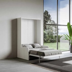 Letto scomparsa a una piazza e mezza a 120 cm KENTARO SOFŔ Bianco Frassino