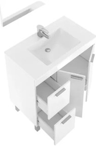 Mobile Da Bagno 80 Cm 2 Ante E 2 Cassetti Con Lavabo E Specchio Aktiva Bianco