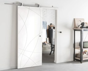 Porta scorrevole Sign in mdf bianco, L 93 x H 212 cm, con binario Ermes Reversibile