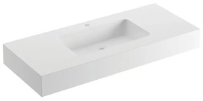 Lavabo consolle rettangolare L 120 x P 46 x H 14 cm in solid surface bianco