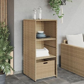 Armadietto portaoggetti giardino beige 50x55x115cm polyrattan