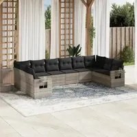 Set Divano Giardino 10 pz con Cuscini Grigio Chiaro Polyrattan 3253009