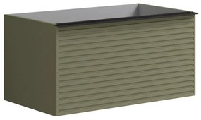 Mobile da bagno da fissare sotto lavabo L 80 x H 40 x P 45.5 cm verde salvia, 2 cassetti Pixel stripes