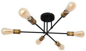 Lampadario a plafone CAMBRIDGE 6xE27/20W/230V nero/oro