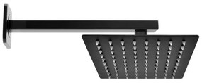 Kit doccia braccio 30 cm e soffione rettangolare 30x20 cm nero opaco