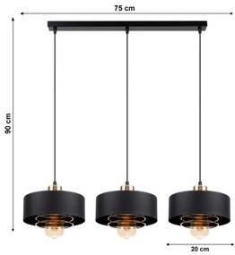 Lampadario a sospensione con filo VEST 3xE27/60W/230V