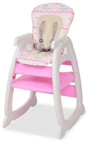 Seggiolone Convertibile 3 in 1 con Tavolo Rosa