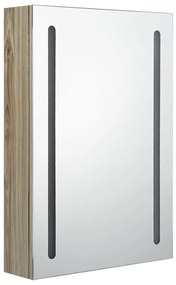 Armadietto bagno con specchio e led rovere 50x13x70 cm