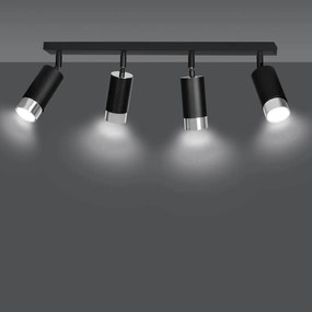 Lampada da Soffitto in Acciaio HIRO 4 Nero Cromo/Oro 4xGU10